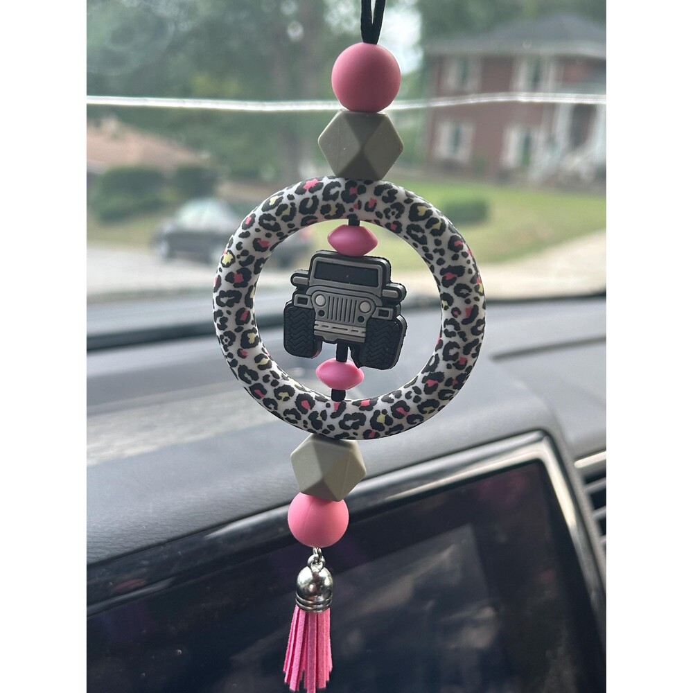 Handmade Beaded Car Charm, Rear View Mirror Accessory